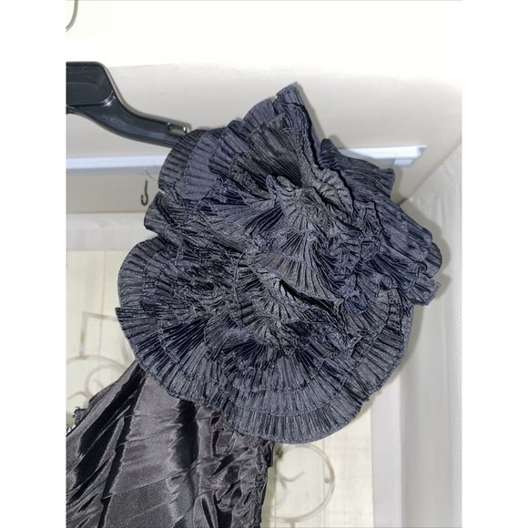 Tadaski Black Crepe Puff Sleeves Formal Knee Length Dress Size 10 NWT Excellent - Picture 5 of 12